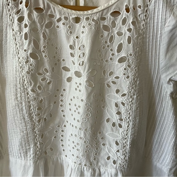 Zara Trafaluc White Eyelet Blogger Favourite Prairie Western Cowgirl Top Women M - Picture 5 of 12